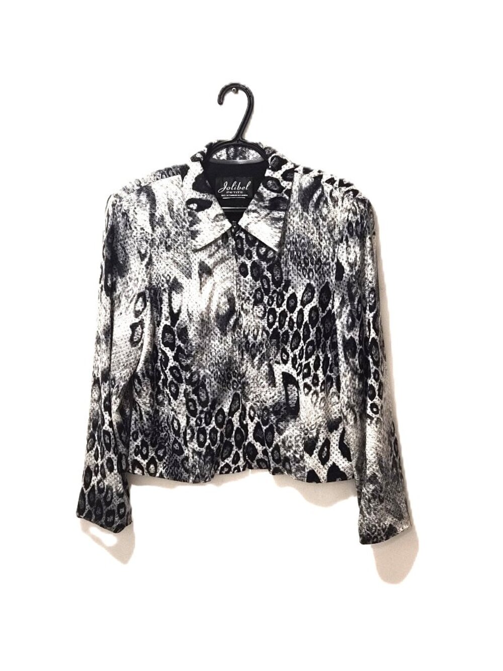 VTG Jolibel Sequin Animal Print Cropped Zip Jacket Mobwife Clubwear Glam Rock